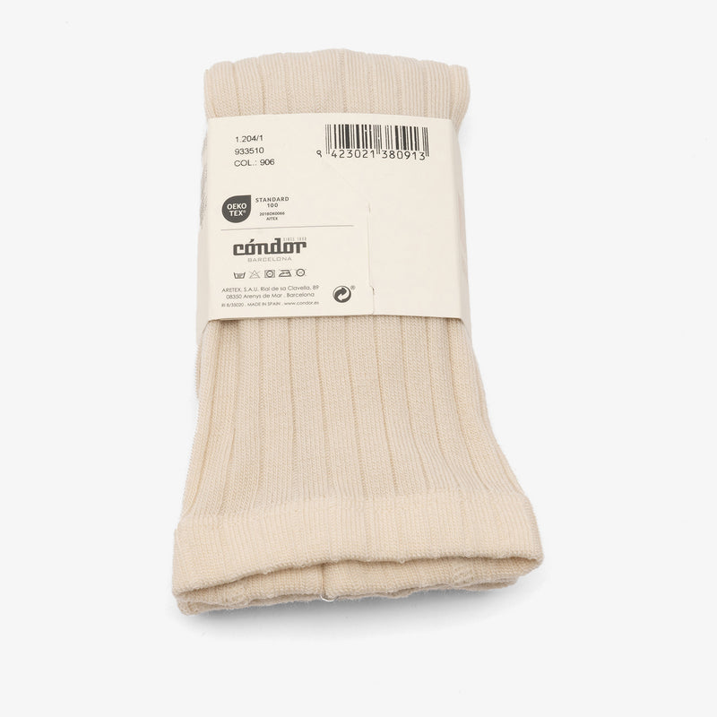 bisgaard x Cóndor extrafine merino wool rib tights hueso