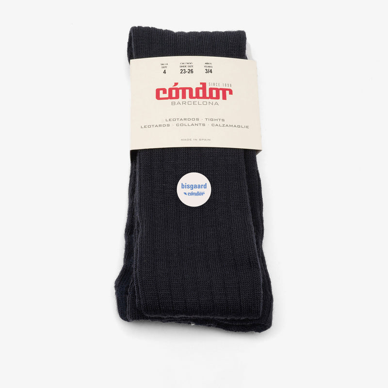 bisgaard x Cóndor extrafine merino wool rib tights azul oscuro