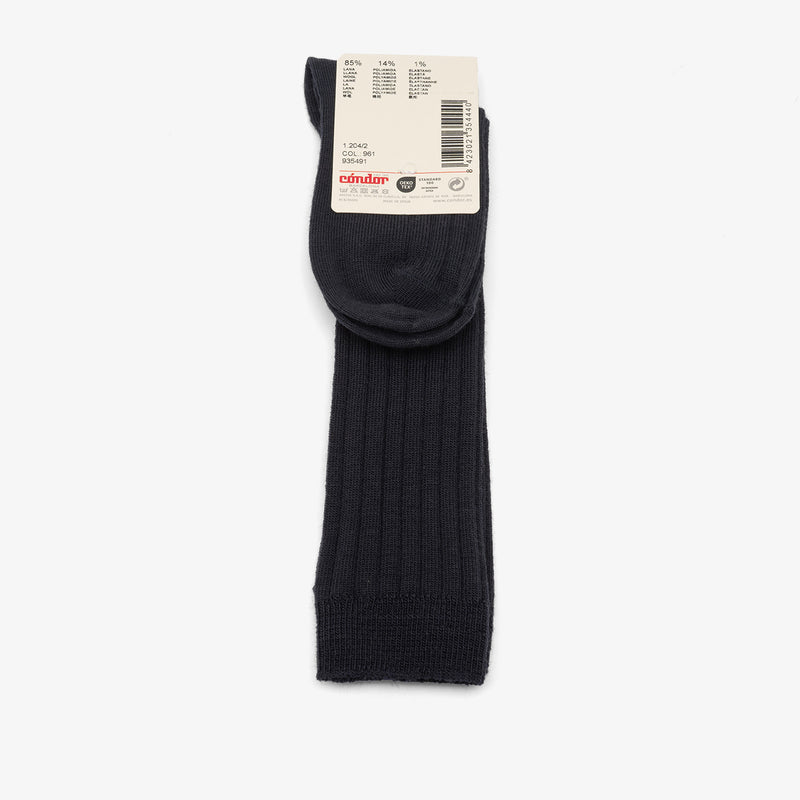 bisgaard x Cóndor extrafine merino wool rib knee azul oscuro